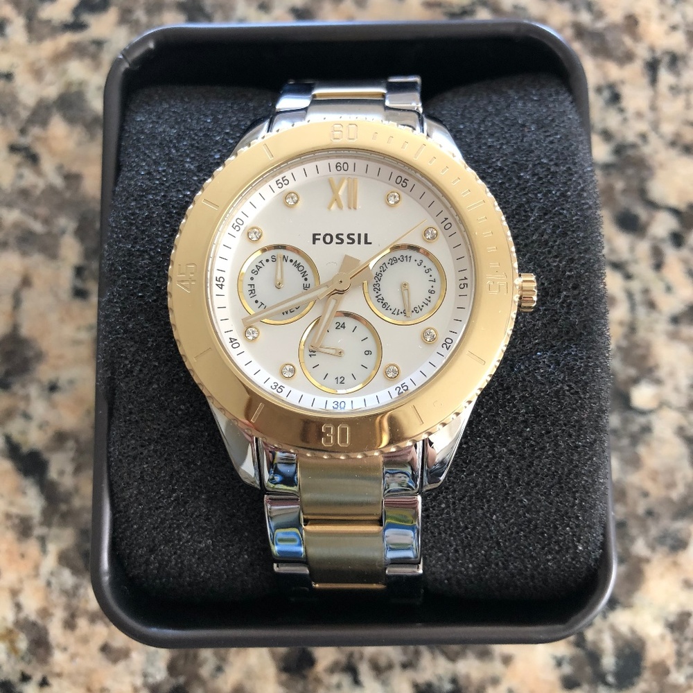 NWT - Fossil Stella Multi-Function Two-Tone Watch